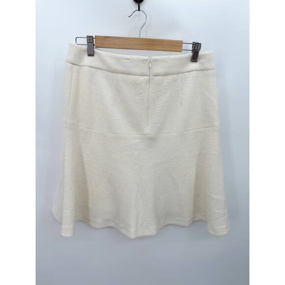 Ann Taylor Skirt Women 8 Cream Wool Blend Ruffle Hidden Back Zip Mini - Picture 2 of 8